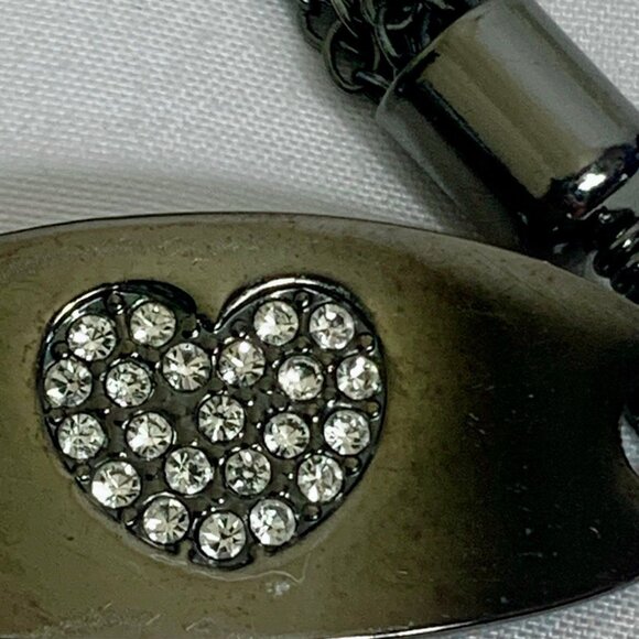 LIA SOPHIA Gun Metal Grey Rhinestone Heart Bracelet - Picture 7 of 7